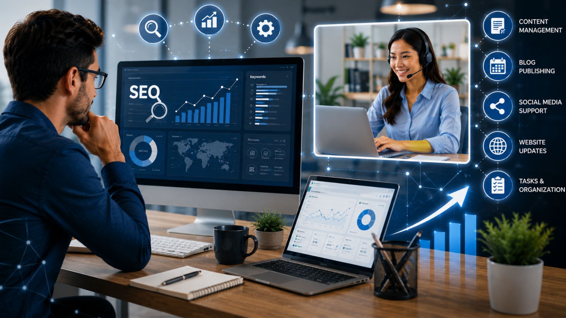 How SEO and Virtual Assistant Support Work Together to Scale Businesses | Seismic Design INC